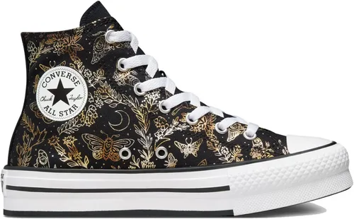 Miniatura 2 de Converse Youth Chuck Taylor All Star - Plataforma de elevación de EVA, brillo de mariposas, color negrodoradoblanco