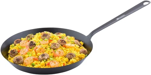 Miniatura 6 de Restaurantware Sartén redonda de 8 pulgadas, 1 sartén antiadherente, mango soldado, sartén de acero al carbono negro, utensilios de cocina