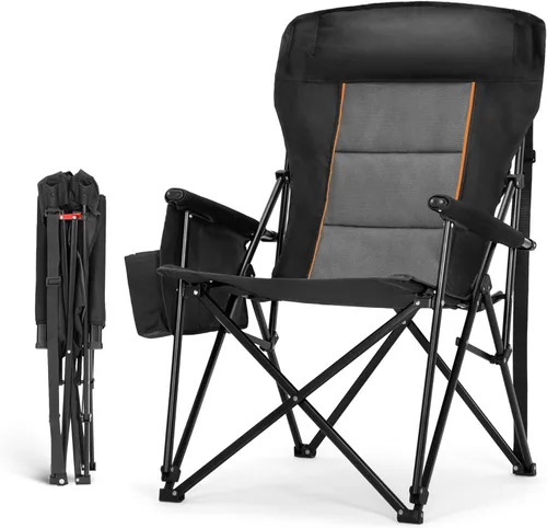 Miniatura 14 de HIGH POINT SPORTS Sillas de campamento de gran tamaño para adultos, respaldo alto, silla de césped resistente, soporta 500 libras, silla plegable