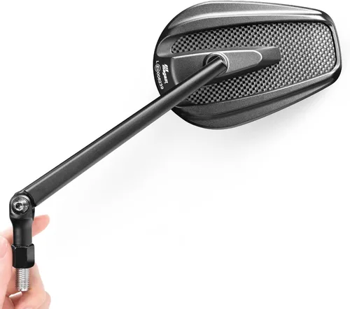 KiWAV Aftermarket - Espejos retrovisores laterales cónicos Mamba real fibra de carbono negro convexo ajustable M8 0.315 in 1.25 adaptadores de paso