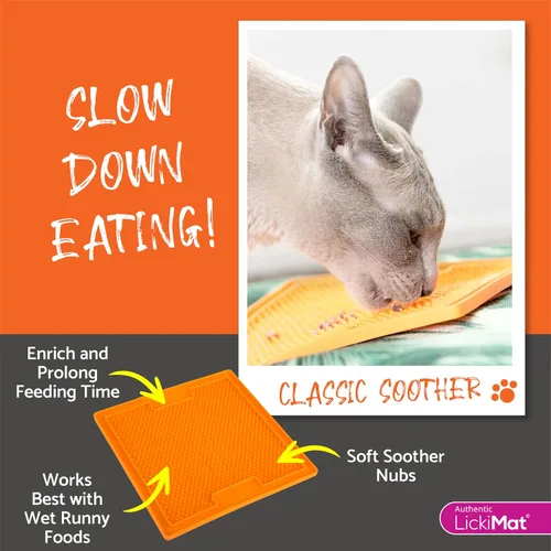 Miniatura 5 de LickiMat Chupete clásico, tapete para lamer lento para gatos, reductor de ansiedad y aburrimiento; perfecto para alimentos, golosinas, yogur