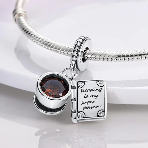 Miniatura 26 de MULA - Dijes de plata de ley 925 para pulseras y collares, colgantes de letras para la familia, cuentas de viaje en avión, dijes de árbol
