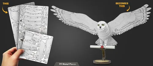 Miniatura 4 de Fascinations Metal Earth Premium Series Harry Potter Hedwig 3D Kit de modelo de metal con pinzas