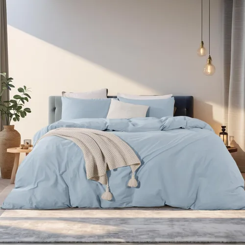 Miniatura 65 de NEXHOME PRO Funda de edredón de algodón para niños, tamaño twin, aspecto de lino, blanco, orgánico, natural, 100% algodón lavado, juego de ropa
