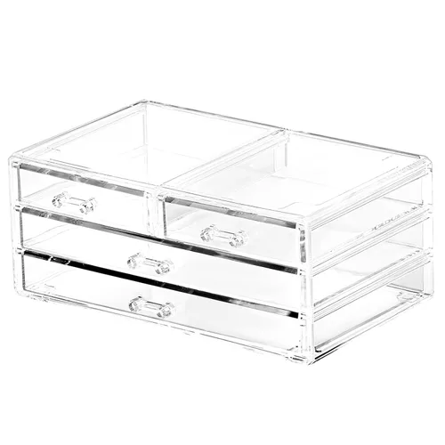 Miniatura 9 de Cq acrylic 1 paquete de cajones de almacenamiento apilables transparentes para tocador, organizador de escritorio apilable de 3 cajones con cajones