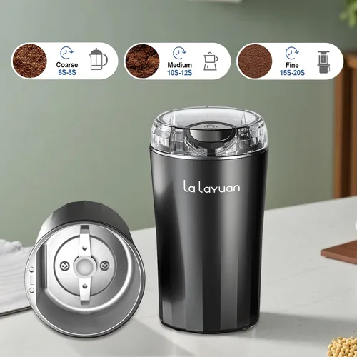 Miniatura 3 de Molinillo de café eléctrico, 200 W, cabezal de corte de acero inoxidable 304, portátil, molinillo de especias para el hogar, 28,000 RPM, puede hacer