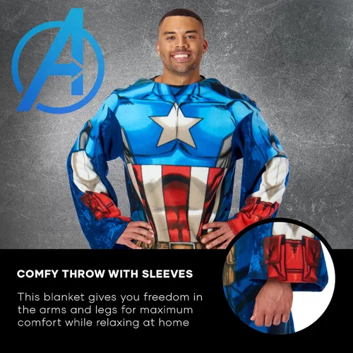 Miniatura 7 de Manta Marvel de Capitán América, manta cómoda con mangas, para adulto