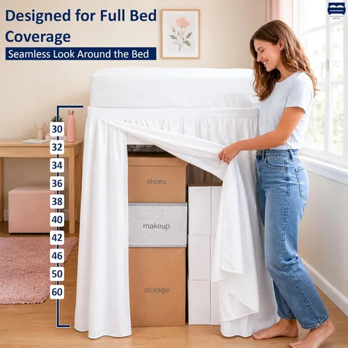 Miniatura 3 de Cottingon Falda de cama de dormitorio extendida de 30 pulgadas, tamaño individual XL, 100 % microfibra, con volantes de polvo, color blanco