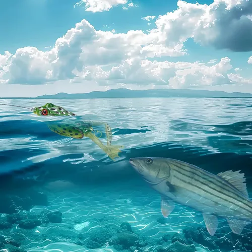Miniatura 6 de Señuelo de rana suave realista sin hierbas, señuelo de pesca de rana superior para lubina, ganchos dobles realistas para señuelos de pesca