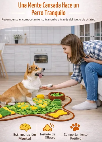 Miniatura 6 de HOPET Tapete de olfateo para perros de raza grande, 28.3''x28.3'' tapete interactivo tipo rompecabezas para comida de perros, fácil de limpiar
