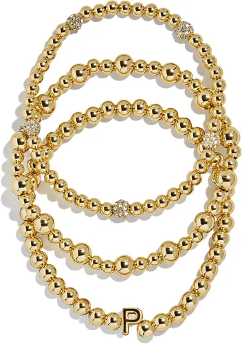 Miniatura 36 de BaubleBar Juego de pulsera Pisa para mujer, tres pulseras de cuentas chapadas en oro, joyería de moda, regalo de moda