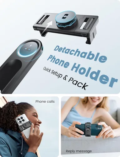 Miniatura 9 de Trípode para selfie stick de 67 pulgadas con luz, soporte de teléfono básico para iPhone y Samsung, trípode extensible todo en uno con control