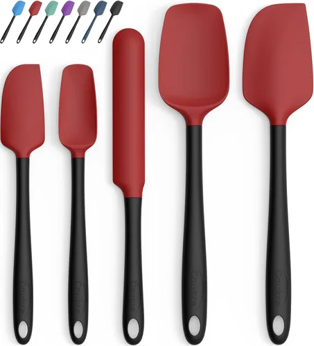 Miniatura 10 de Coukre Juego de 5 espátulas de silicona, resistentes a altas temperaturas, silicona de grado alimenticio, aptas para lavavajillas, para hornear