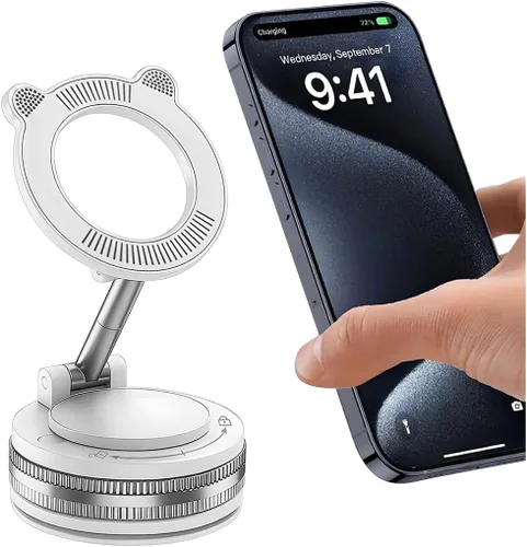 Miniatura 7 de Soporte Magnético de Succión al Vacío para Teléfono de Automóvil, Soporte de Teléfono Celular Plegable Ajustable de 360° con Agarre Fuerte