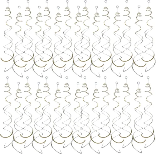 Miniatura 10 de 30 piezas de decoración de fiesta de remolinos colgantes, decoraciones de papel de aluminio, espiral, serpentina de plástico para techo, cumpleaños