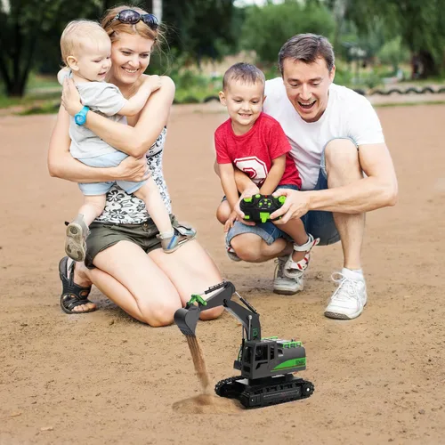 Miniatura 7 de IQKidz - Juguetes de excavadora con control remoto para niños de 4 a 7 años - Mejor regalo de cumpleaños para niños de 3, 5, 8, 9, 10+, vehículos