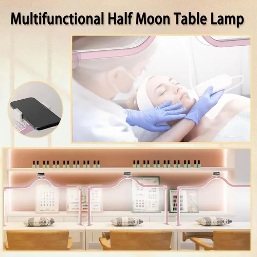 Miniatura 7 de KEDAO Luz de uñas para escritorio, luz de media luna para escritorio de uñas, lámpara de mesa LED plegable de 34 pulgadas, manicura para mesa