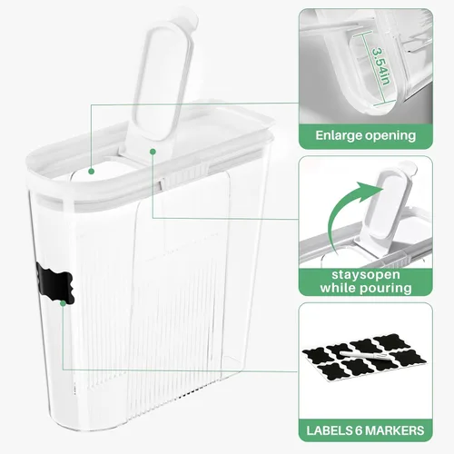 Miniatura 8 de Contenedores de almacenamiento de cereales, juego de 3 recipientes herméticos de PET con tapas (135.2oz/4L) para organización de gabinete de cocina