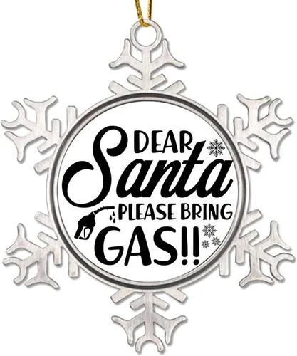 Miniatura 8 de Adorno de Navidad de metal 2022 con diseño de copo de nieve con agujero de gas real, colgante divertido de cotizaciones de precios de gas alto