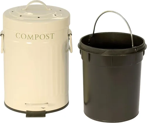 Miniatura 5 de KitchenCraft KCCOMPBIN - Papelera de cocina con pedal, metal, 3 litros, color crema