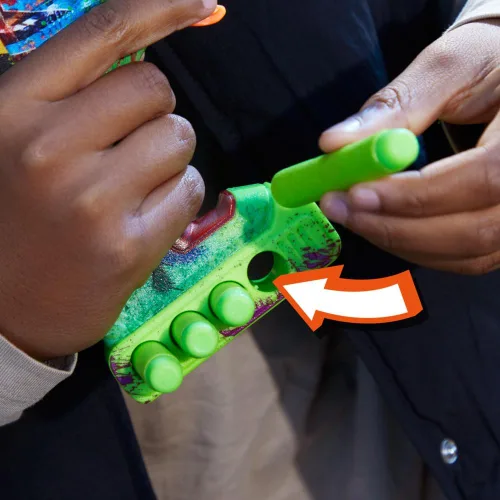 Miniatura 9 de Nerf Zombie Driller Dart Blaster, 16 dardos Nerf Elite, cilindro giratorio de 5 dardos, alcance extraíble, juegos al aire libre, a partir de 8 años