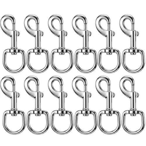 Miniatura 9 de Therwen 24 ganchos giratorios de acero inoxidable para correa de perro, llavero, correa de cámara, multiusos de 2.76 pulgadas (negro, 0.109 in)