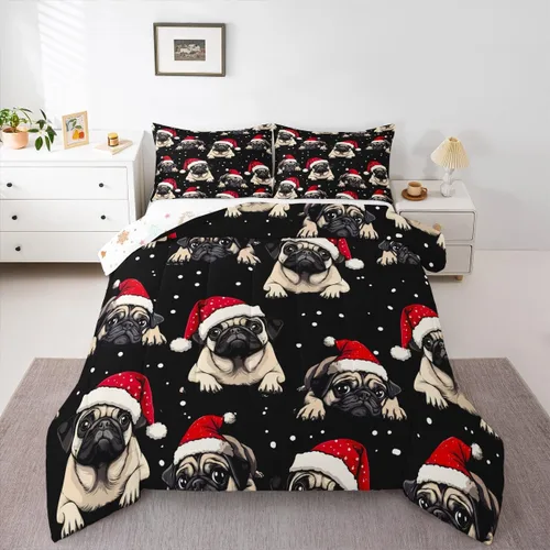 Miniatura 11 de Erosebridal Juego de edredón de Feliz Navidad, juego de ropa de cama para niños, ciervos, cuernos de alce, ciervo, tamaño individual