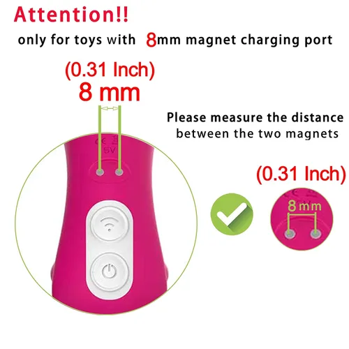 Miniatura 3 de Cable de carga magnético USB de repuesto para varita masajeador juguetes recargables (0.31 pulgadas)