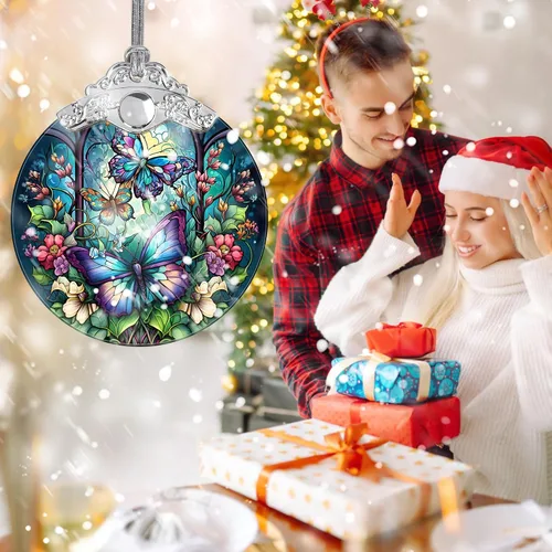 Miniatura 7 de Jocidea Adorno navideño de mariposa para árbol, decoración navideña, regalos para amantes de las mariposas