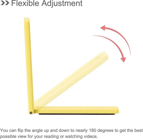 Miniatura 3 de uxcell Soporte delgado para teléfono celular, soporte de escritorio horizontal y vertical, soporte plegable para teléfono para la mayoría de Amarillo