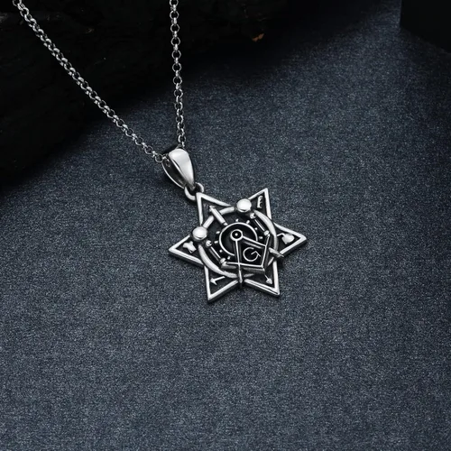 Miniatura 5 de ROMANTIC WORK - Collar de amuleto para el día del padre, plata de ley 925, colgante de estrella de David, Jesús eslavo, rueda de sol Alá, joyería