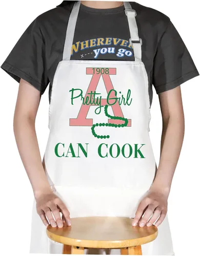 WZMPA Delantal de cocina para hermandad de mujeres, regalo para niñas, linda niña, puede cocinar, delantal ajustable para cocinar, hornear y asar