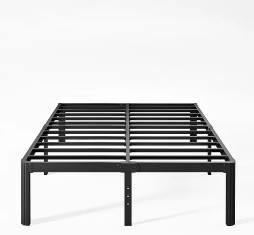 Miniatura 28 de Marco de cama King de metal de 16 pulgadas de alto, no necesita somier, plataforma de marco de cama de tamaño King resistente, sin ruido, fácil