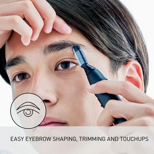 Miniatura 6 de Recortador de vello facial Panasonic para piel sensible, detalle unisex con cabezal flexible, suave para el acné, incluye 2 accesorios para cejas
