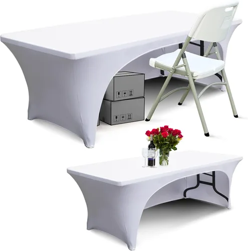 Miniatura 26 de ABCCANOPY - Mantel elástico de 1,2 m para mesa, ajustado, con parte trasera abierta, lavable, salvamanteles para mesas rectangulares, color negro