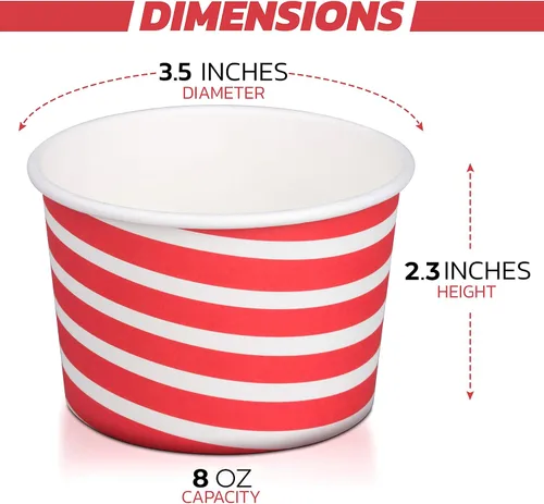 Miniatura 2 de Vasos de helado de papel premium, paquete de 50 tazas desechables de postre de 8 onzas para fiesta de yogur helado caliente y frío, 8 onzas