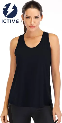 Miniatura 2 de ICTIVE - Camisetas sin magas para mujer, de ajuste holgado, espalda cruzada, de malla, para entrenamiento o correr