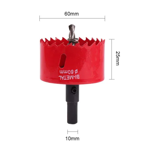 Miniatura 2 de Utoolmart Cortador de agujeros bimetálico 60mm/2.36" broca de sierra de agujero, 25mm/1" profundidad de corte de chapa de yeso círculo HSS cortador