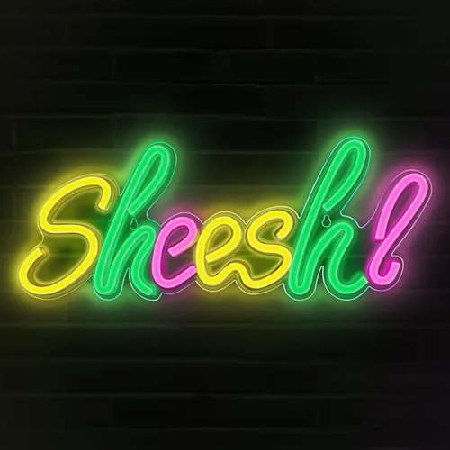 Lumoonosity Letrero de neón Sheesh - Luces led de neón Sheesh Meme para jugadores/streamers/influencers - Letras geniales de neón Sheesh con