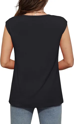Miniatura 5 de WIHOLL Camisetas sin mangas para mujer, camisas de manga casquillo de verano con lindo encaje 2024 a la moda