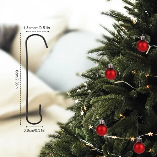 Miniatura 2 de SAVITA 200 ganchos para adornos de Navidad, 2.4 x 0.5 pulgadas, ganchos para adornos de árbol de Navidad en forma de C con caja de almacenamiento
