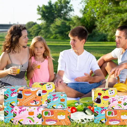 Miniatura 6 de Whaline 12 hojas de papel de regalo de caras de sushi a granel de 19.7 x 27.6 pulgadas, lindo sushi a la moda, divertido papel de arte plegado plano