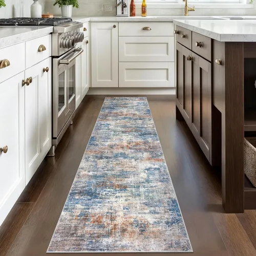 Miniatura 326 de IOHOUZE Alfombra abstracta lavable de 3 x 12 pies para pasillos, antideslizante para cocina, camino de entrada de lana sintética para interiores