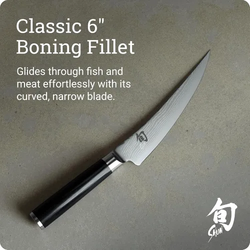 Miniatura 3 de Shun Cuchillo clásico para deshuesar y filetear de 6 pulgadas, se desliza fácilmente a través de carne y pescado, auténtico, hecho a mano, cuchillo