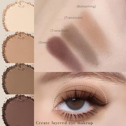 Miniatura 4 de HOSAILY Paleta de sombra de ojos mate 4 en 1, sombra de ojos marrón topo neutro para mujeres mayores, maquillaje de sombra de ojos en polvo