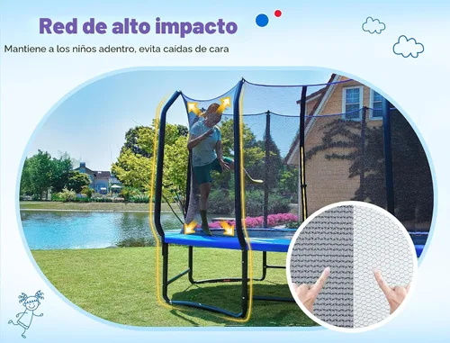 Miniatura 6 de ORCC Trampolín ovalado para exteriores con red de seguridad, trampolín de gimnasia recreativa para niños, trampolines de jardín con marco de acero