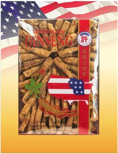 Hsu's SKU 0122-4 Piñas medianas de ginseng americano - Prongs de ginseng Wisconsin cultivadas medianas caja de 4 onzas