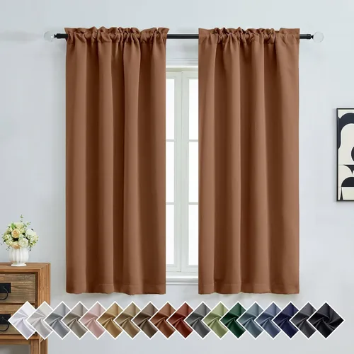 Miniatura 245 de OVZME Cortinas opacas turquesa para tratamiento de ventanas pequeñas, cortinas cortas con bloqueo de luz para ventana de cocina sobre el fregadero