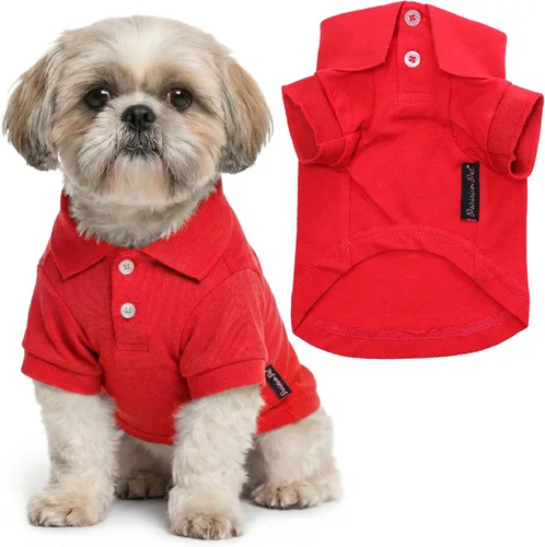 Miniatura 11 de Parisian Pet Polo para perro – Camisa de algodón transpirable en amarillo sólido – Ropa de verano tipo pullover con cuello abotonado para perros
