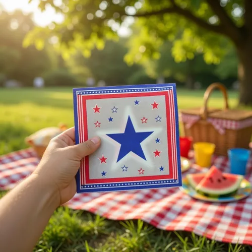 Miniatura 2 de Iconikal 75 servilletas de papel desechables americana de 6.5 x 6.5 pulgadas, diseño de estrellas, 2 capas, patriótico de Estados Unidos, 4